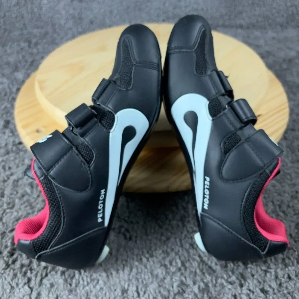 Peloton Black and Pink Cycling Shoes with White Accents